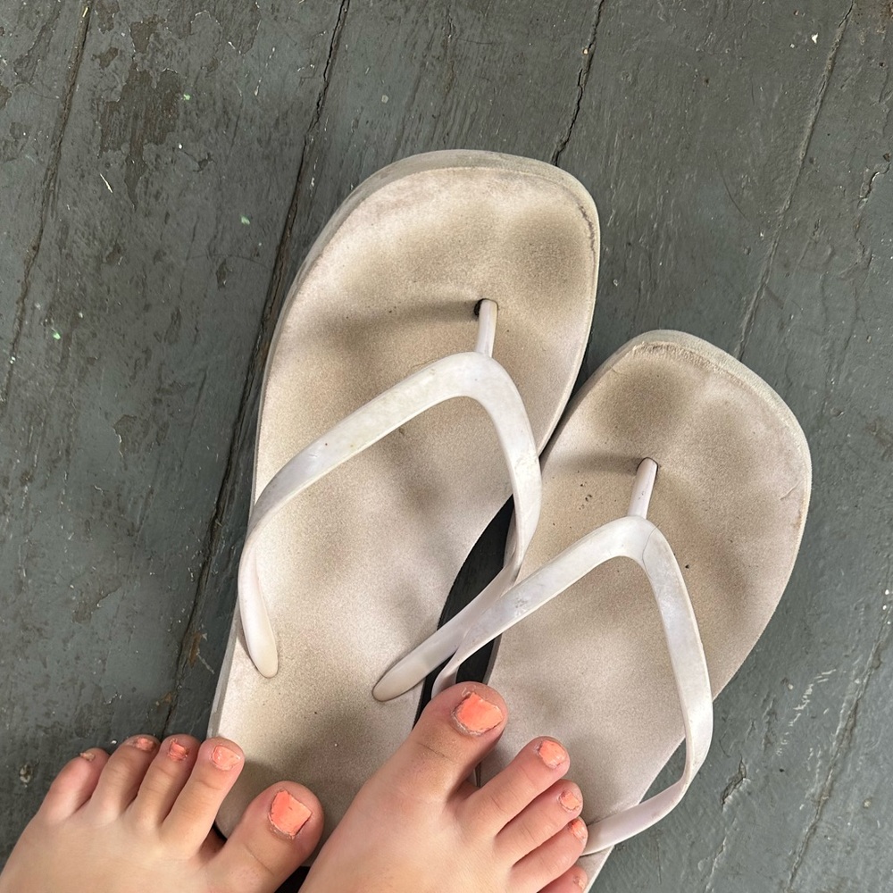 White Flip Flops Size 6